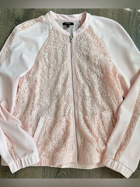 APT9 Pink Lace Bomber Jacket Size XL